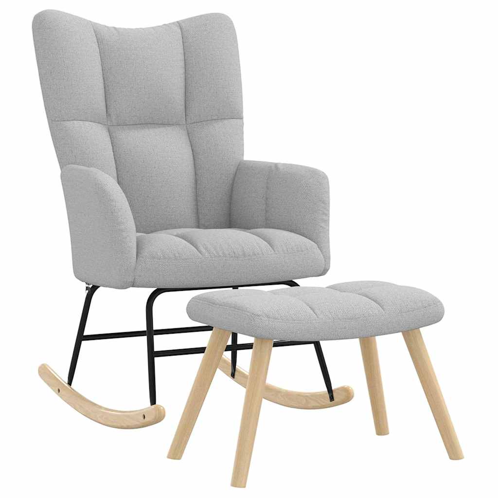 Schommelstoel met voetenbank stof wolk grijs is nu te koop bij PeponiXL, paradijselijk wonen!