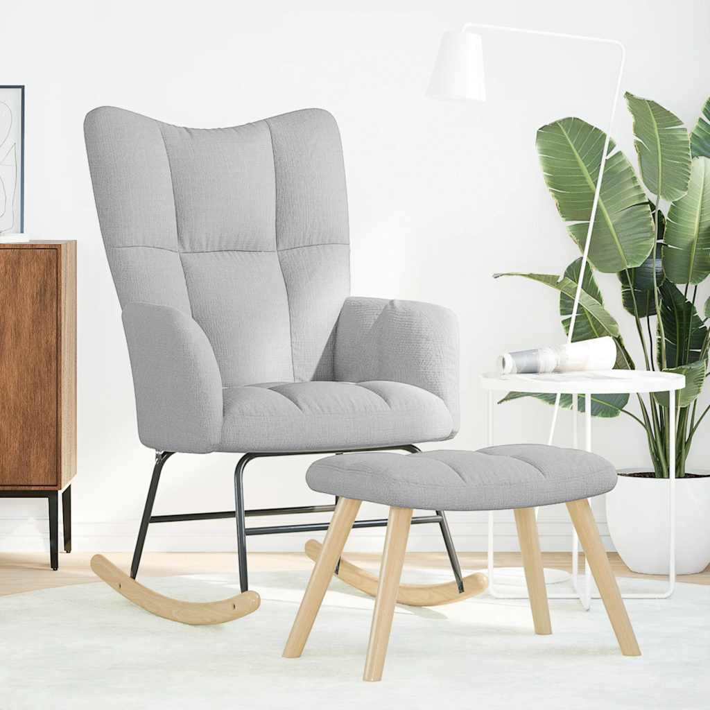 Schommelstoel met voetenbank stof wolk grijs is nu te koop bij PeponiXL, paradijselijk wonen!