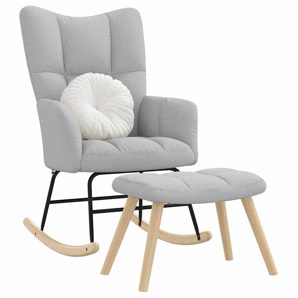 Schommelstoel met voetenbank stof wolk grijs is nu te koop bij PeponiXL, paradijselijk wonen!