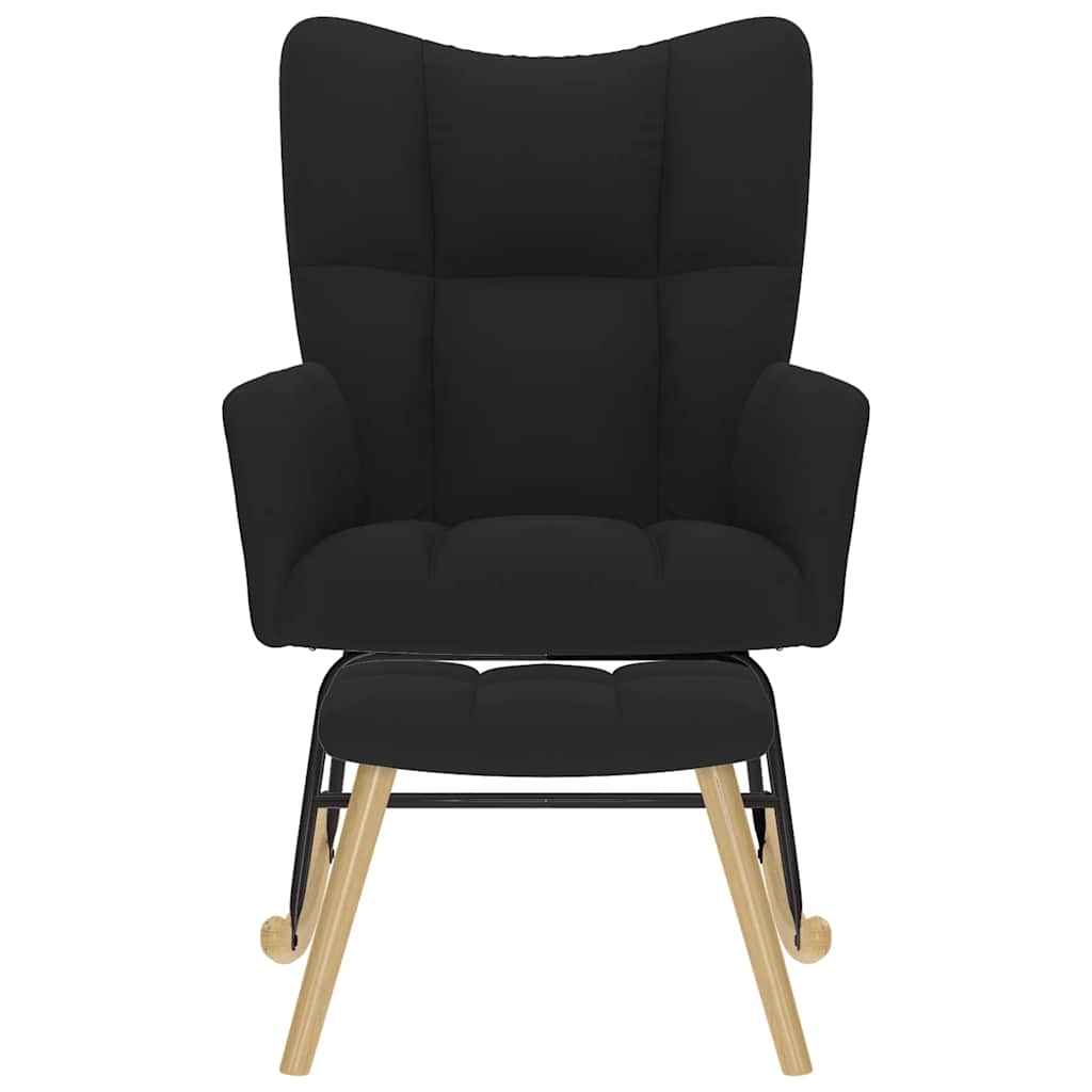 Schommelstoel met voetenbank stof zwart is nu te koop bij PeponiXL, paradijselijk wonen!