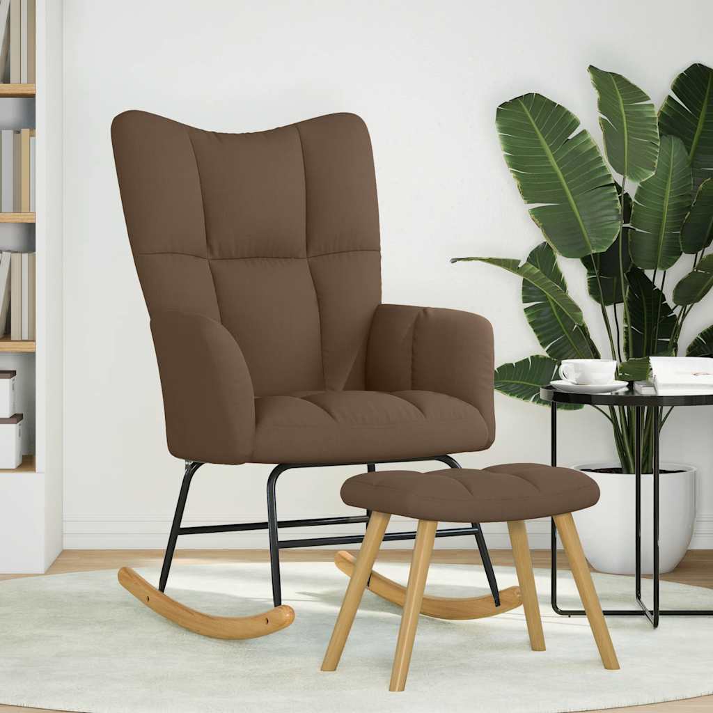 Schommelstoel met voetenbank stof bruin is nu te koop bij PeponiXL, paradijselijk wonen!
