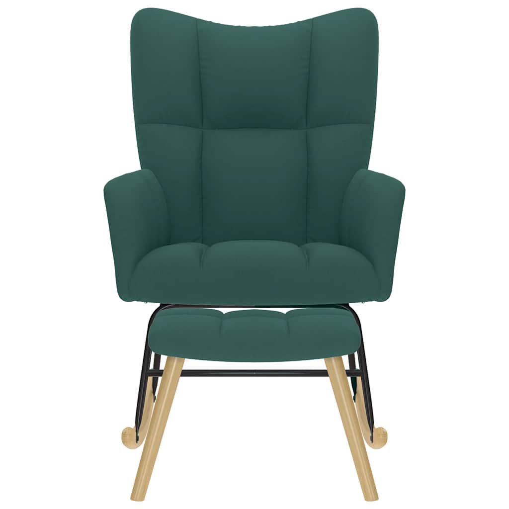 Schommelstoel met voetenbank stof donkergroen is nu te koop bij PeponiXL, paradijselijk wonen!