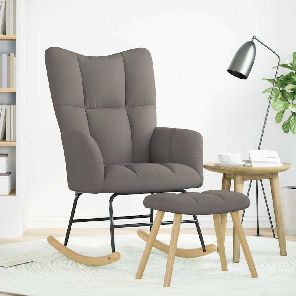 Schommelstoel met voetenbank stof taupe is nu te koop bij PeponiXL, paradijselijk wonen!