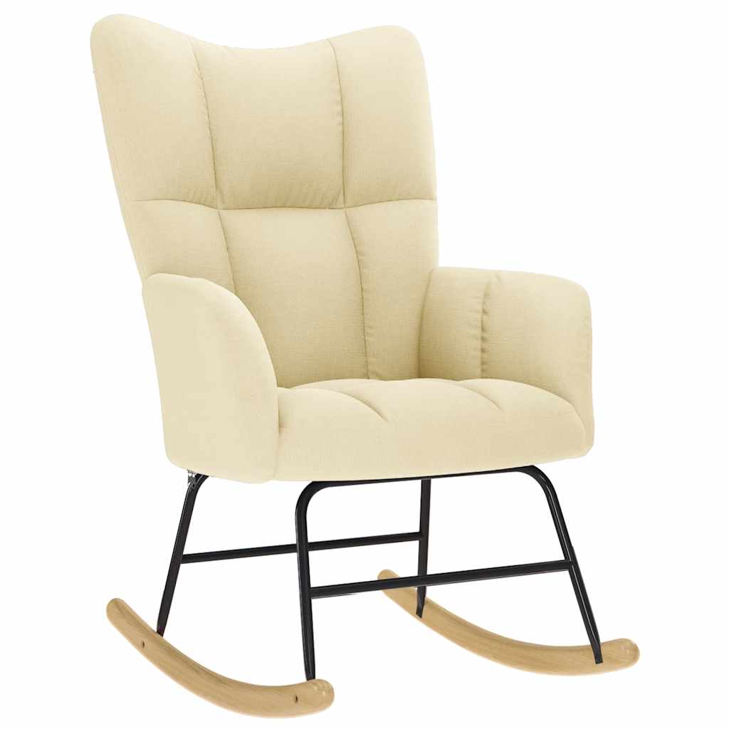 Schommelstoel met voetenbank stof crèmekleurig is nu te koop bij PeponiXL, paradijselijk wonen!