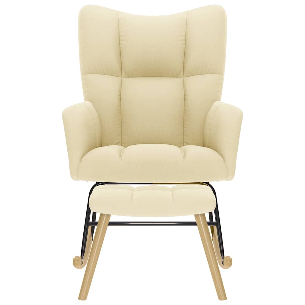 Schommelstoel met voetenbank stof crèmekleurig is nu te koop bij PeponiXL, paradijselijk wonen!