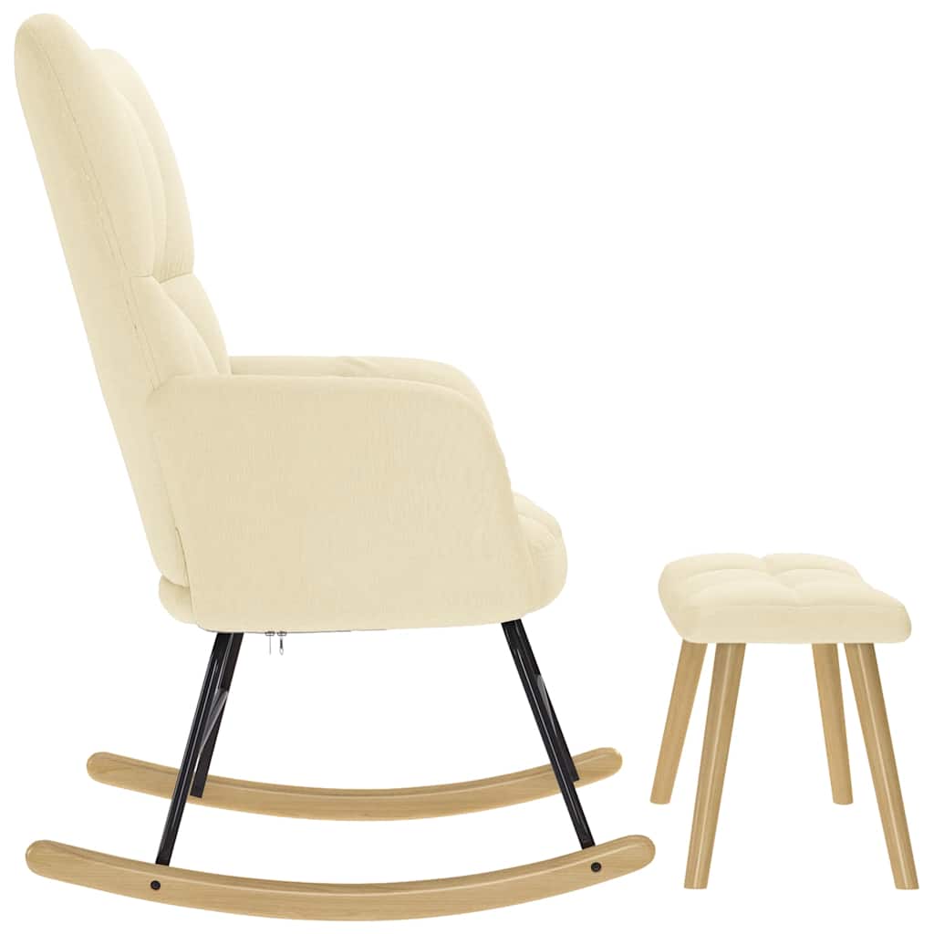 Schommelstoel met voetenbank stof crèmekleurig is nu te koop bij PeponiXL, paradijselijk wonen!