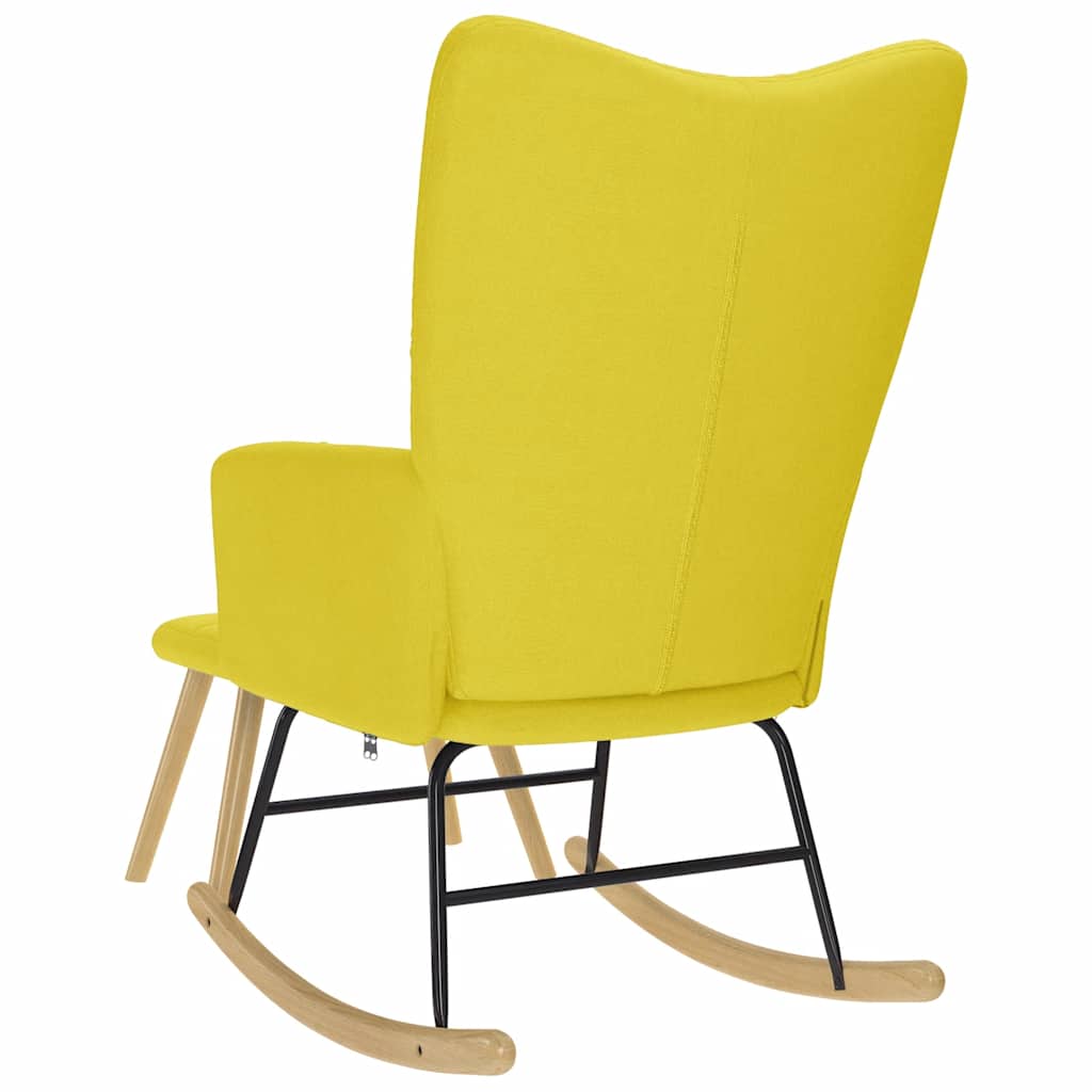 Schommelstoel met voetenbank stof lichtgeel is nu te koop bij PeponiXL, paradijselijk wonen!