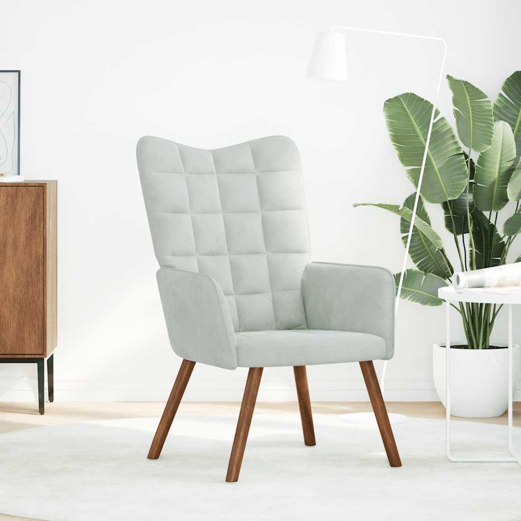 Relaxstoel fluweel lichtgrijs is nu te koop bij PeponiXL, paradijselijk wonen!
