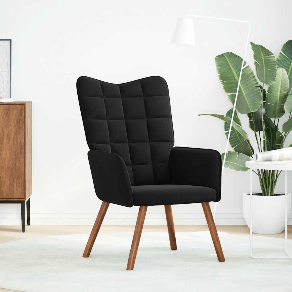 Relaxstoel fluweel zwart is nu te koop bij PeponiXL, paradijselijk wonen!