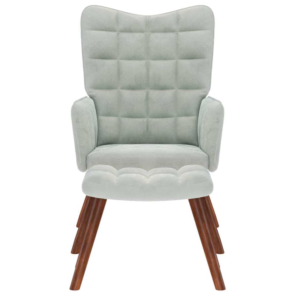 Relaxstoel met kruk lichtgrijs fluweel is nu te koop bij PeponiXL, paradijselijk wonen!