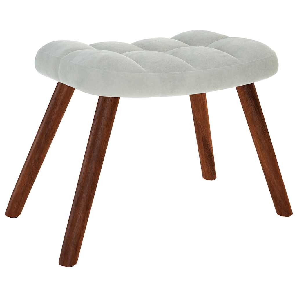 Relaxstoel met kruk lichtgrijs fluweel is nu te koop bij PeponiXL, paradijselijk wonen!