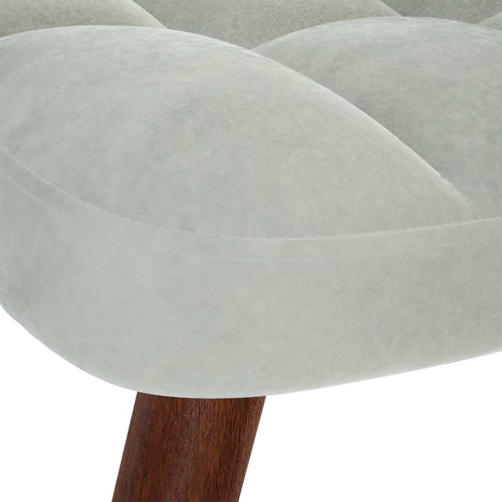 Relaxstoel met kruk lichtgrijs fluweel is nu te koop bij PeponiXL, paradijselijk wonen!
