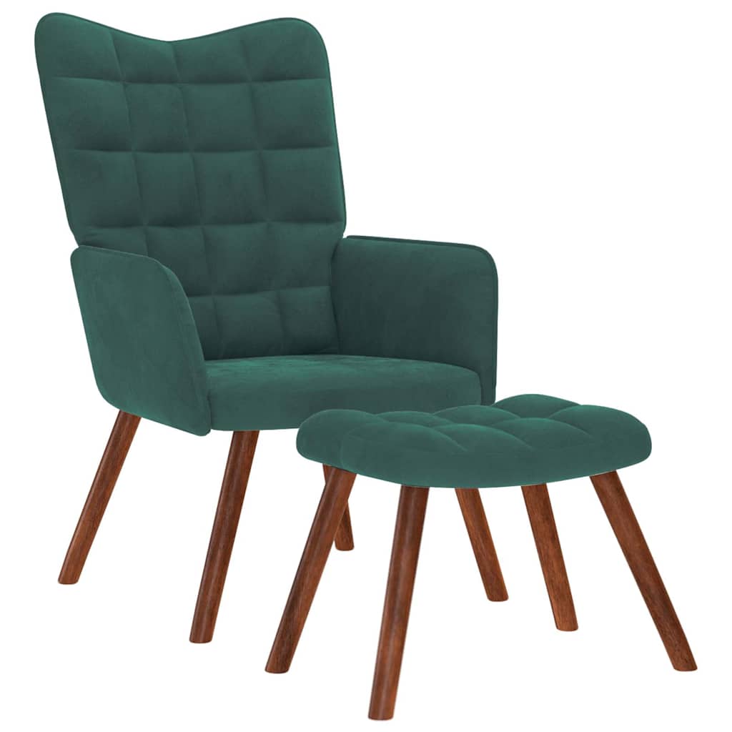 Relaxstoel met kruk donkergroen fluweel is nu te koop bij PeponiXL, paradijselijk wonen!
