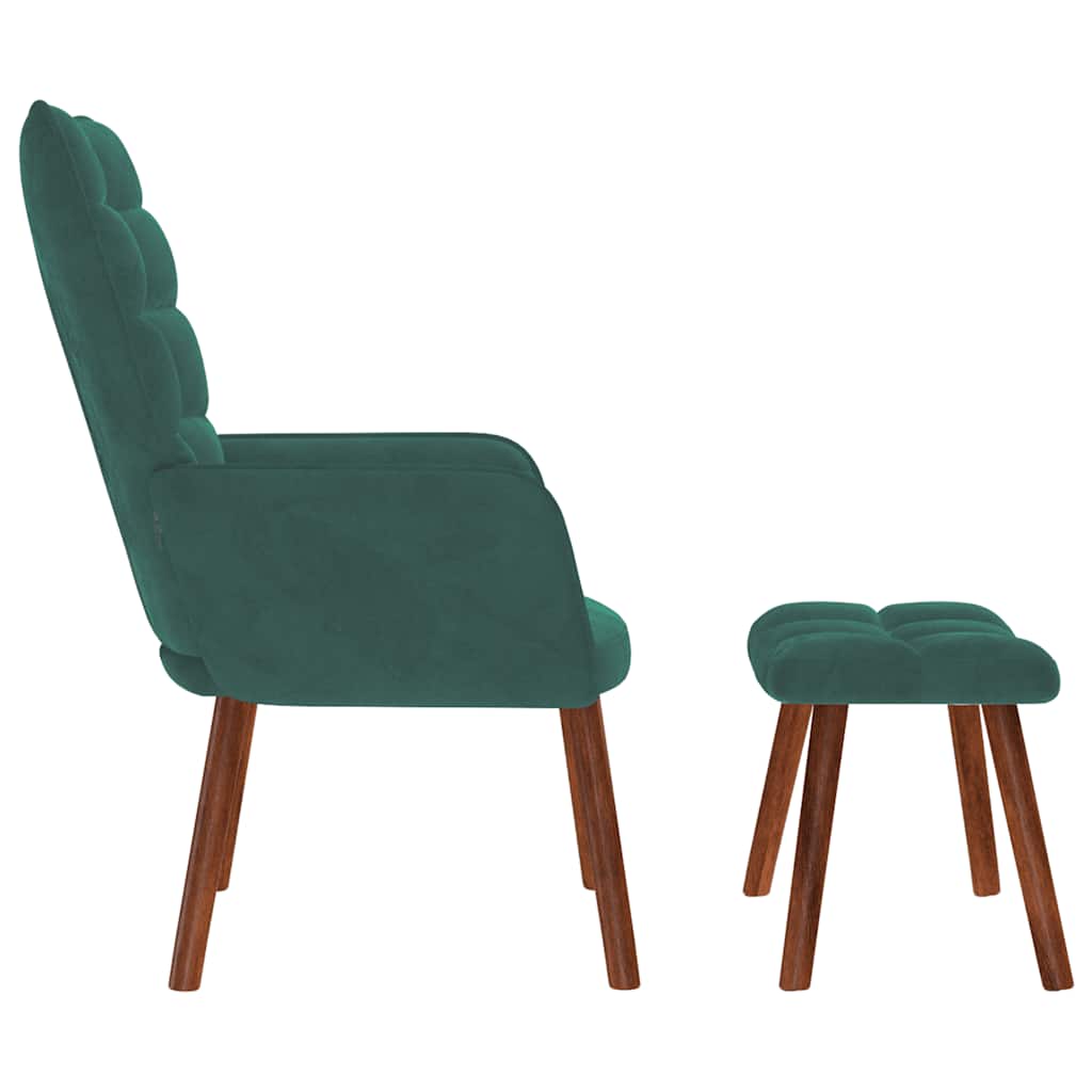 Relaxstoel met kruk donkergroen fluweel is nu te koop bij PeponiXL, paradijselijk wonen!