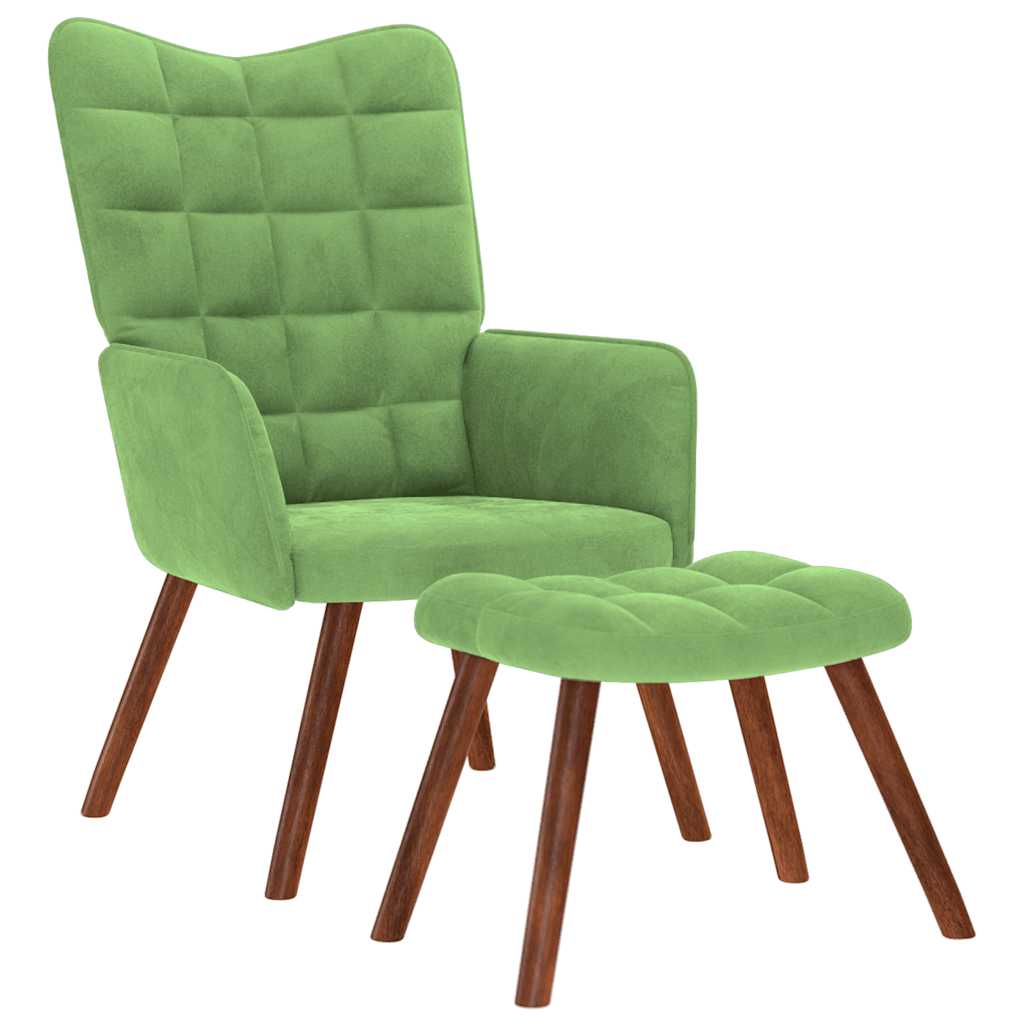 Relaxstoel met voetenbank fluweel lichtgroen is nu te koop bij PeponiXL, paradijselijk wonen!