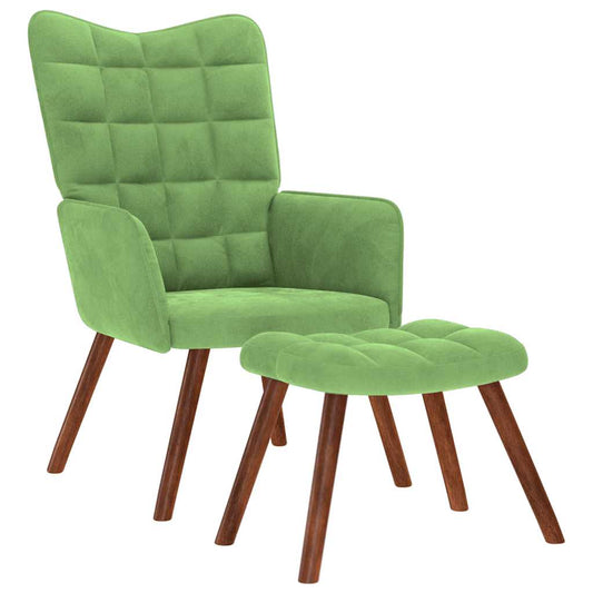 Relaxstoel met voetenbank fluweel lichtgroen is nu te koop bij PeponiXL, paradijselijk wonen!