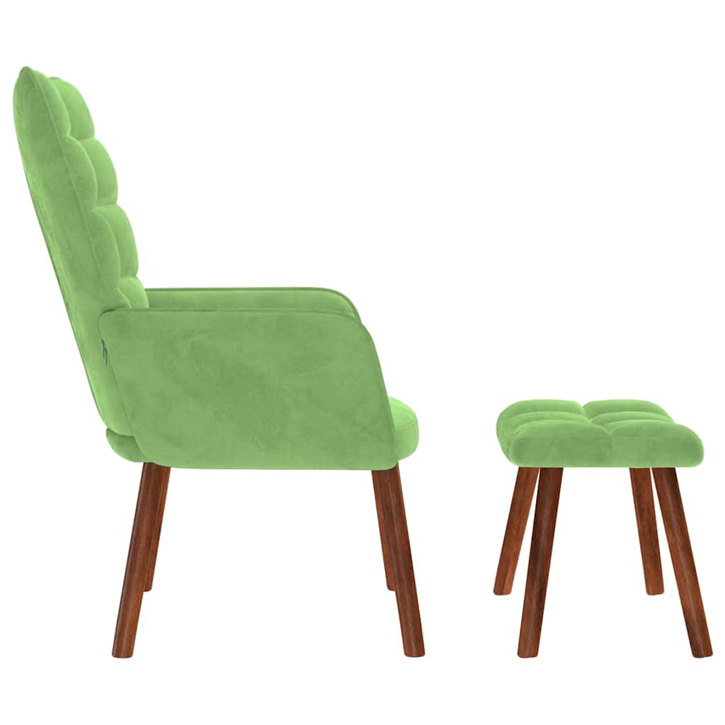 Relaxstoel met voetenbank fluweel lichtgroen is nu te koop bij PeponiXL, paradijselijk wonen!