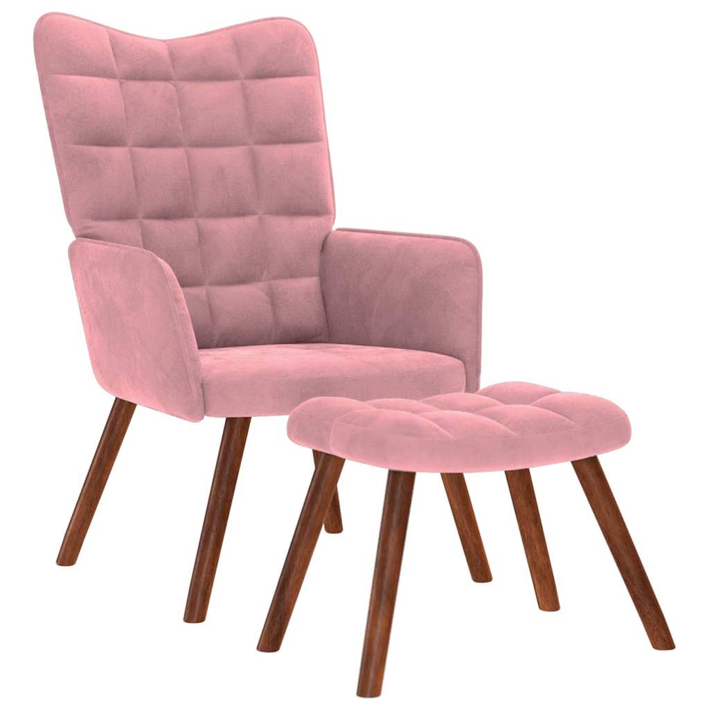 Relaxstoel met voetenbank fluweel roze is nu te koop bij PeponiXL, paradijselijk wonen!