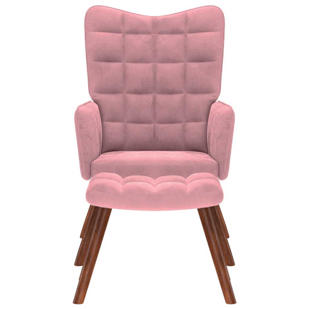 Relaxstoel met voetenbank fluweel roze is nu te koop bij PeponiXL, paradijselijk wonen!