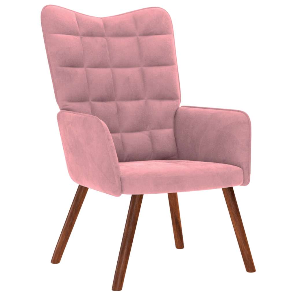 Relaxstoel met voetenbank fluweel roze is nu te koop bij PeponiXL, paradijselijk wonen!