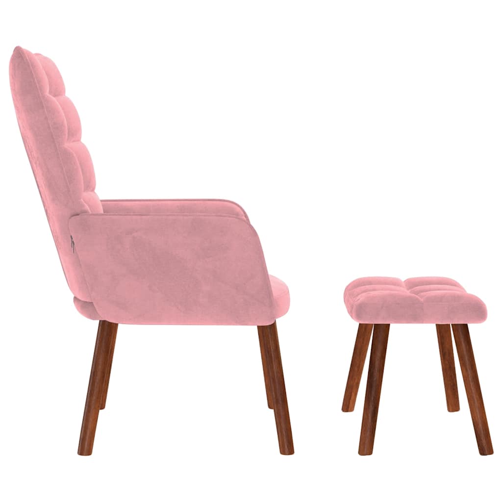 Relaxstoel met voetenbank fluweel roze is nu te koop bij PeponiXL, paradijselijk wonen!