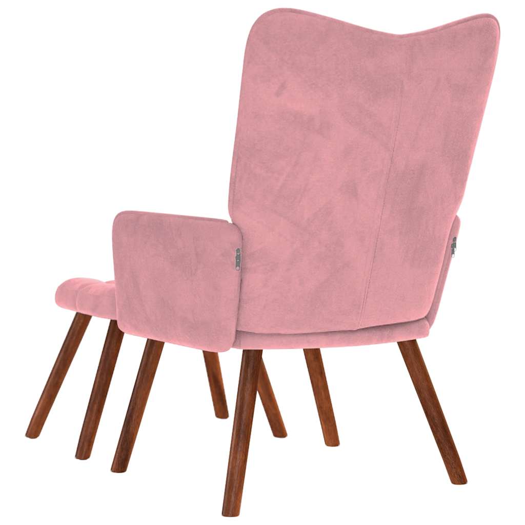 Relaxstoel met voetenbank fluweel roze is nu te koop bij PeponiXL, paradijselijk wonen!