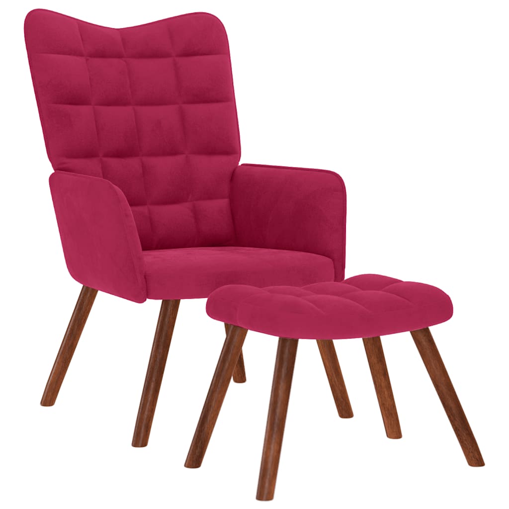Relaxstoel met voetenbank fluweel wijnrood is nu te koop bij PeponiXL, paradijselijk wonen!