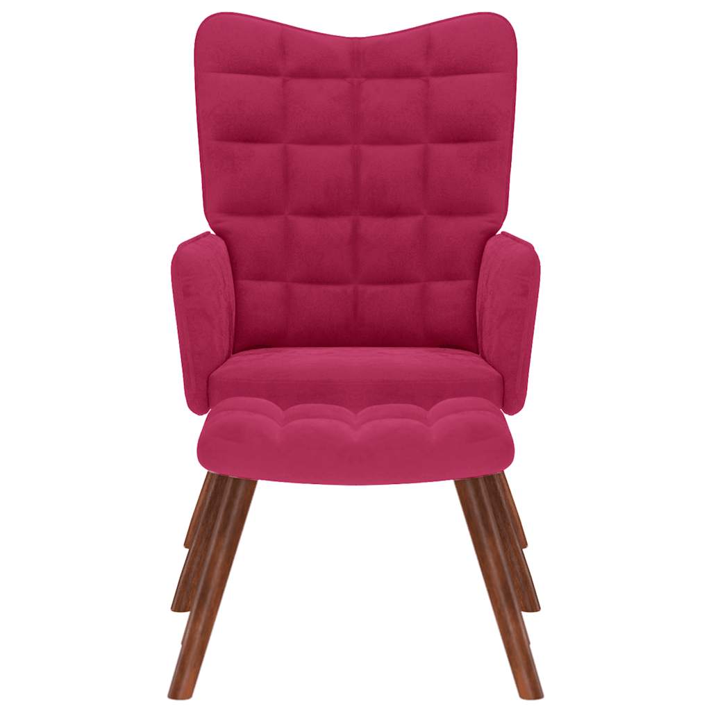Relaxstoel met voetenbank fluweel wijnrood is nu te koop bij PeponiXL, paradijselijk wonen!