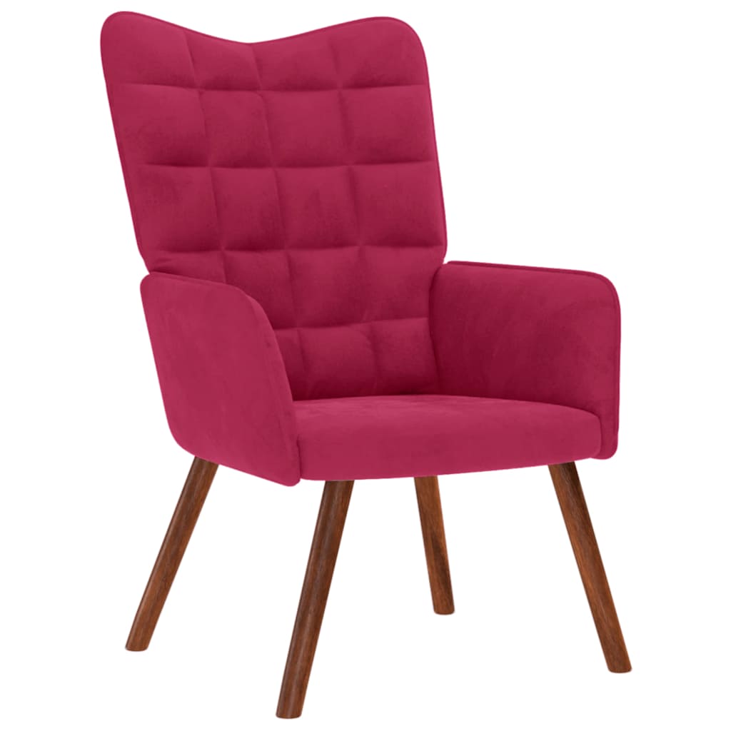 Relaxstoel met voetenbank fluweel wijnrood is nu te koop bij PeponiXL, paradijselijk wonen!