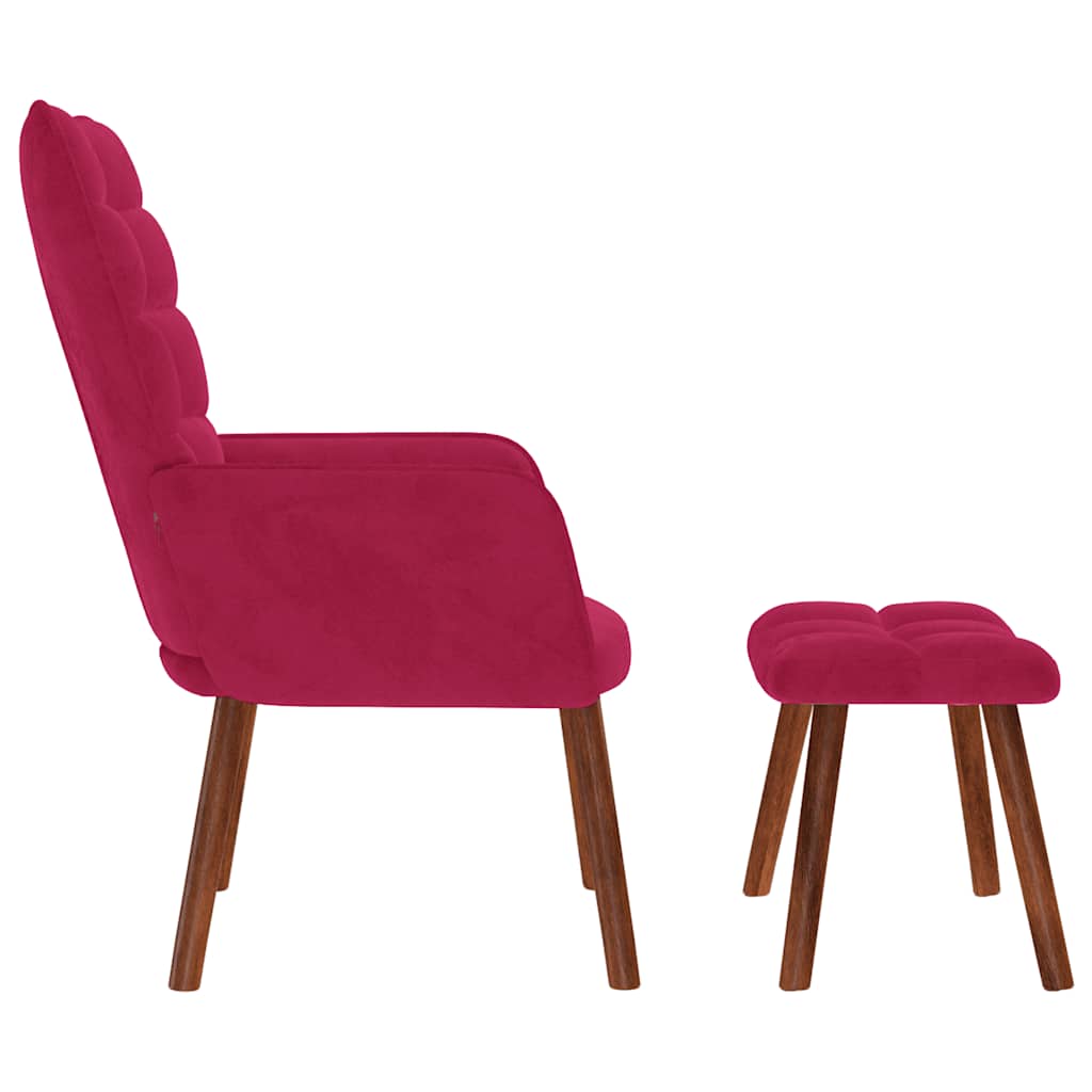 Relaxstoel met voetenbank fluweel wijnrood is nu te koop bij PeponiXL, paradijselijk wonen!
