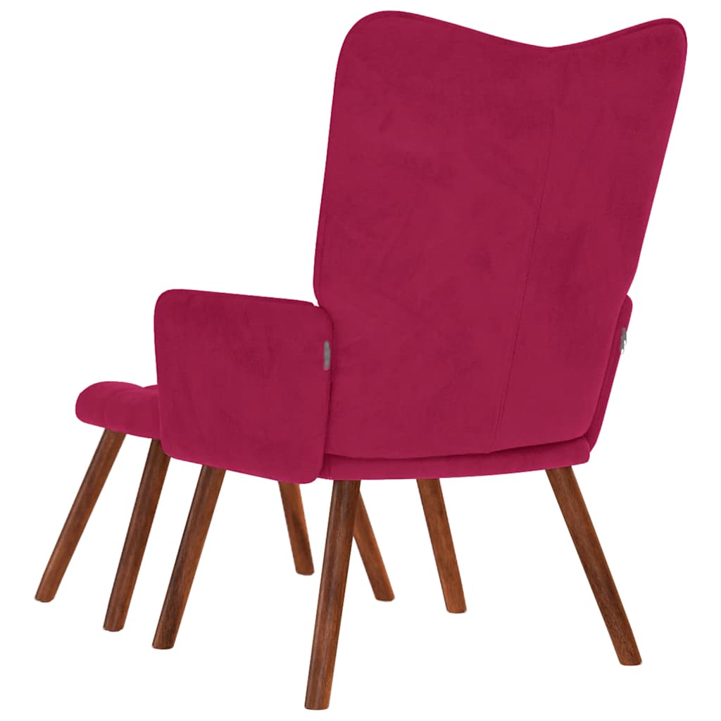 Relaxstoel met voetenbank fluweel wijnrood is nu te koop bij PeponiXL, paradijselijk wonen!