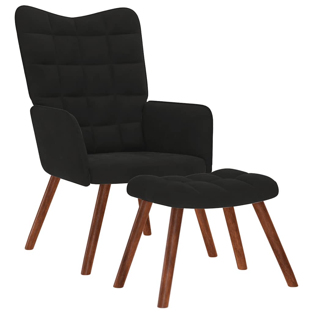 Relaxstoel met kruk zwart fluweel is nu te koop bij PeponiXL, paradijselijk wonen!