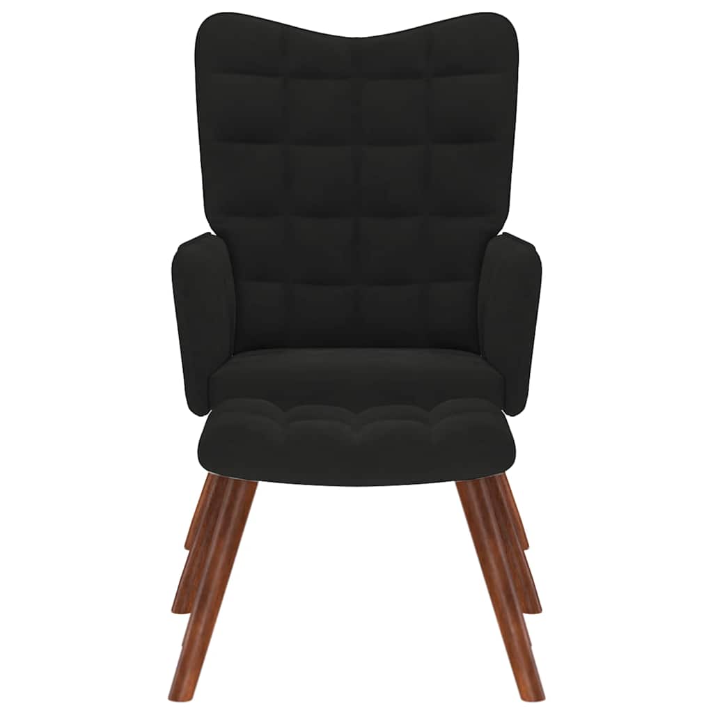 Relaxstoel met kruk zwart fluweel is nu te koop bij PeponiXL, paradijselijk wonen!
