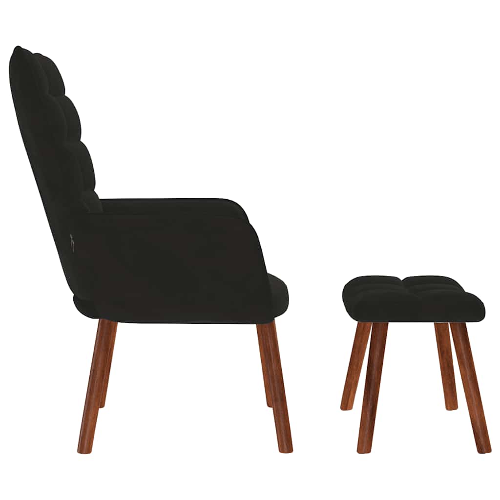 Relaxstoel met kruk zwart fluweel is nu te koop bij PeponiXL, paradijselijk wonen!