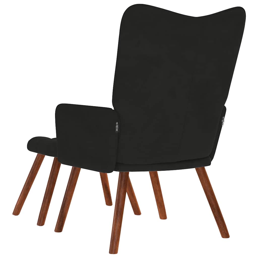 Relaxstoel met kruk zwart fluweel is nu te koop bij PeponiXL, paradijselijk wonen!