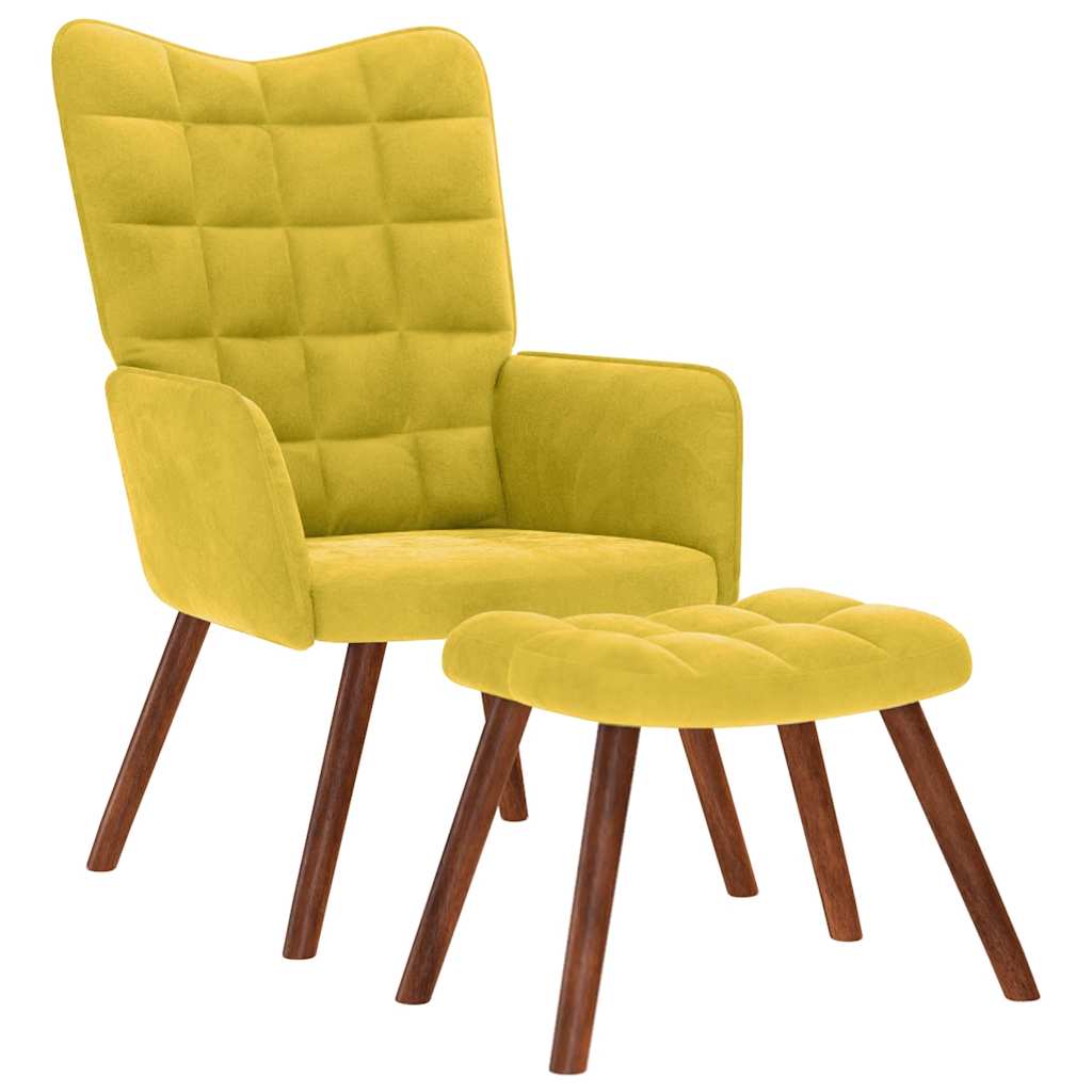 Relaxstoel met kruk geel fluweel is nu te koop bij PeponiXL, paradijselijk wonen!