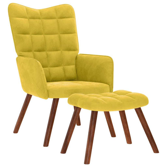 Relaxstoel met kruk geel fluweel is nu te koop bij PeponiXL, paradijselijk wonen!