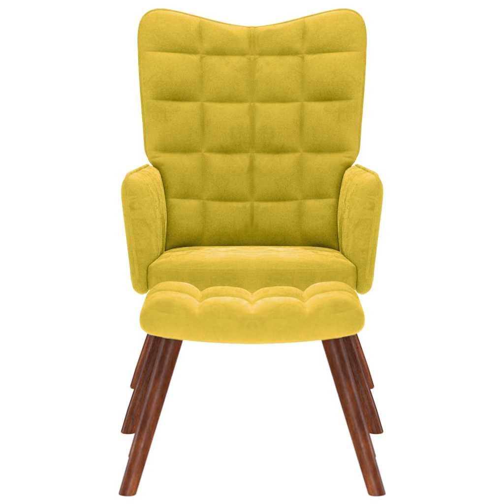Relaxstoel met kruk geel fluweel is nu te koop bij PeponiXL, paradijselijk wonen!