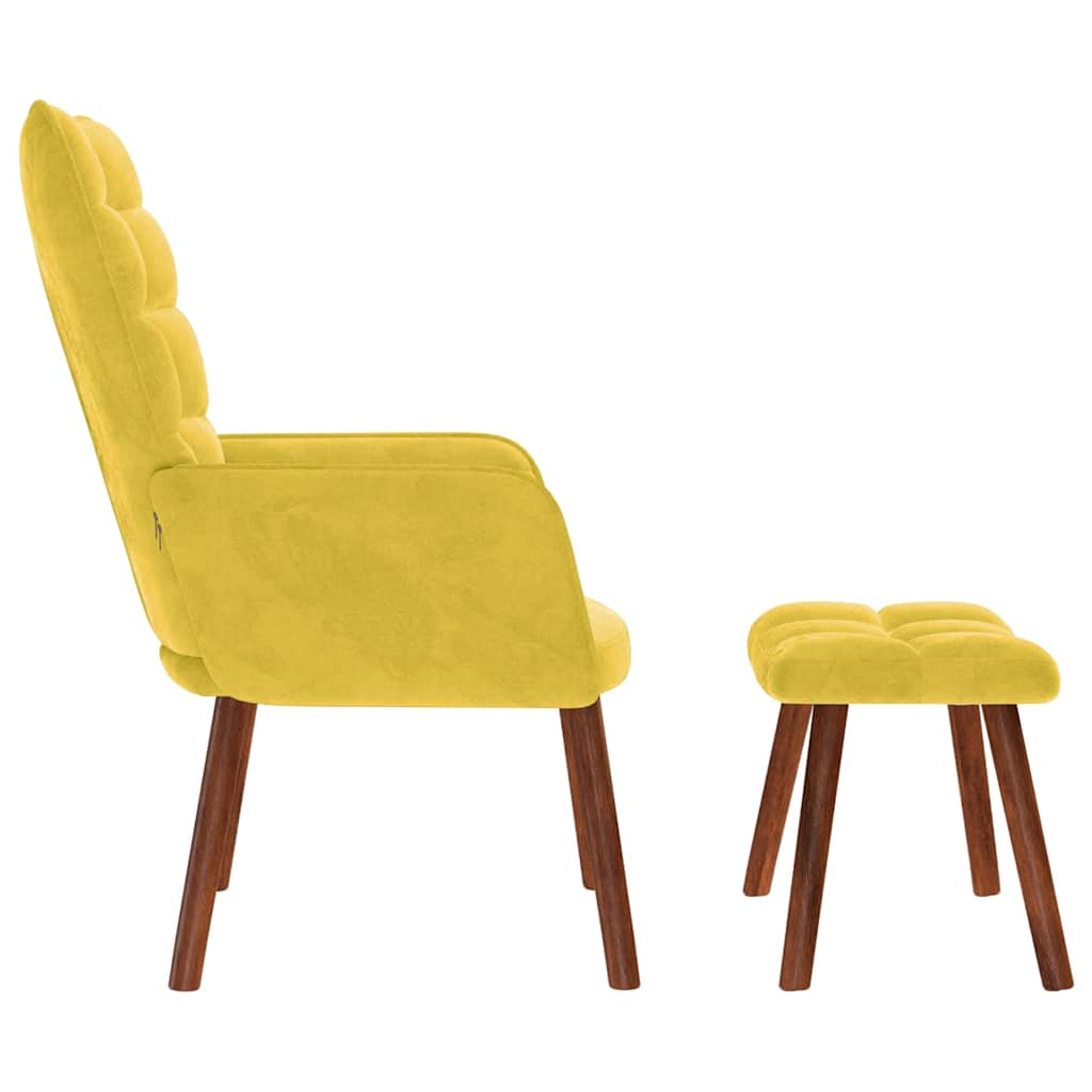 Relaxstoel met kruk geel fluweel is nu te koop bij PeponiXL, paradijselijk wonen!