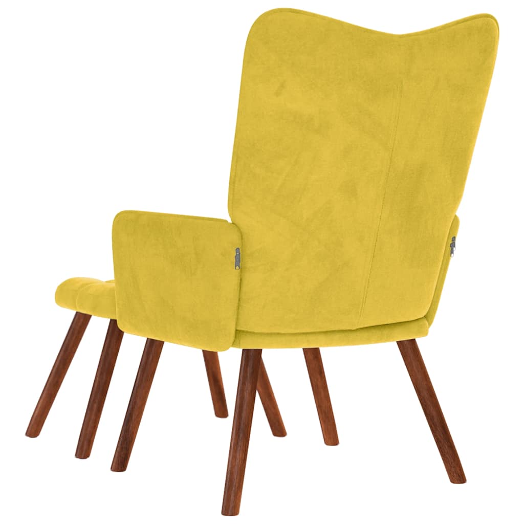Relaxstoel met kruk geel fluweel is nu te koop bij PeponiXL, paradijselijk wonen!