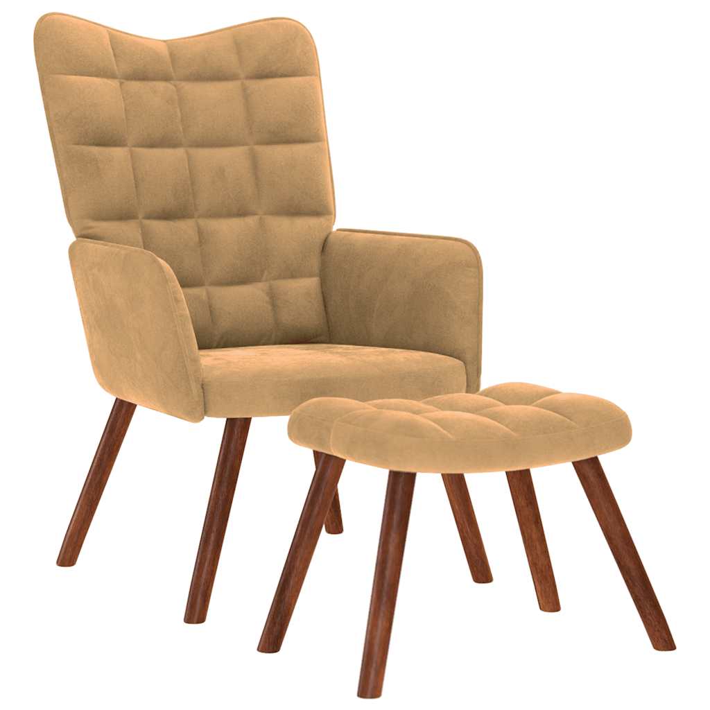 Relaxstoel met voetenbank fluweel bruin is nu te koop bij PeponiXL, paradijselijk wonen!