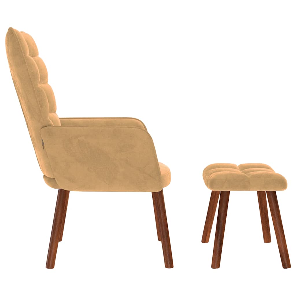 Relaxstoel met voetenbank fluweel bruin is nu te koop bij PeponiXL, paradijselijk wonen!