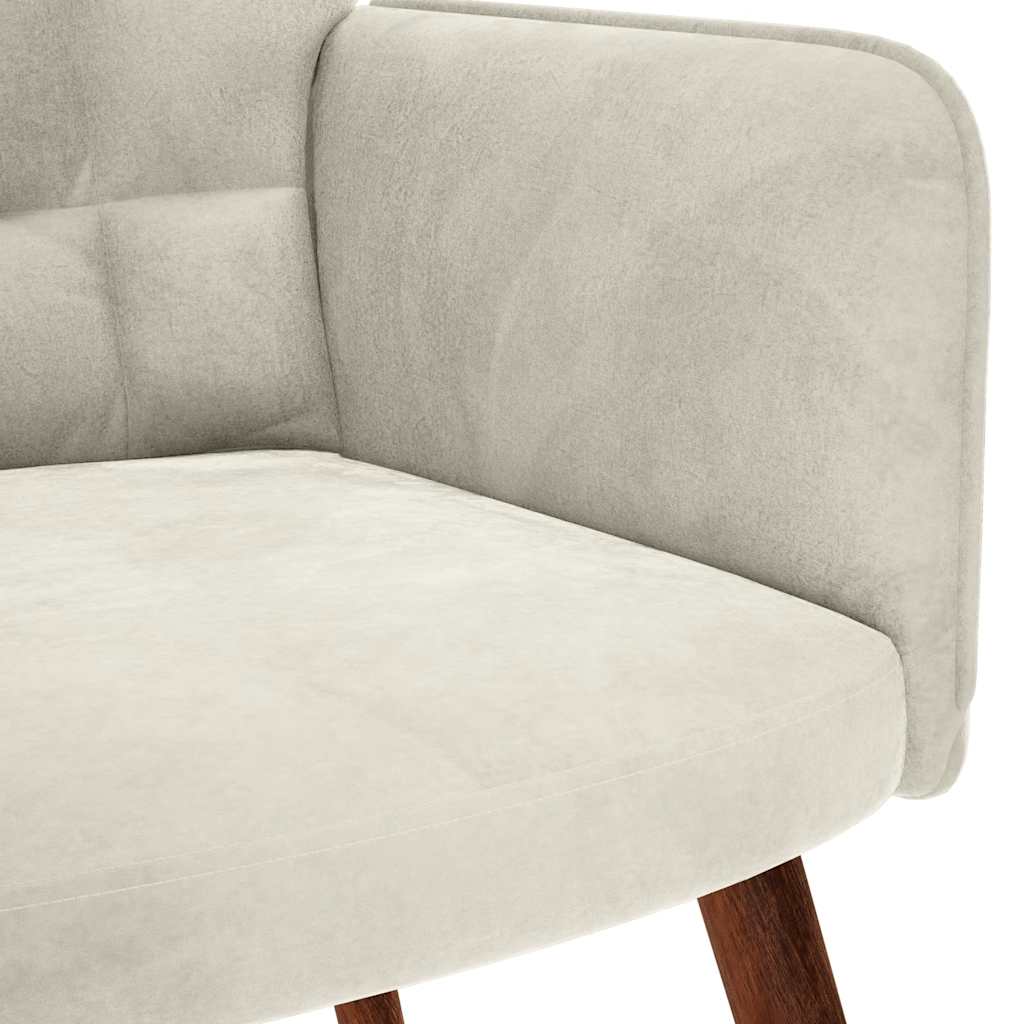 Relaxstoel met kruk crèmekleurig fluweel is nu te koop bij PeponiXL, paradijselijk wonen!