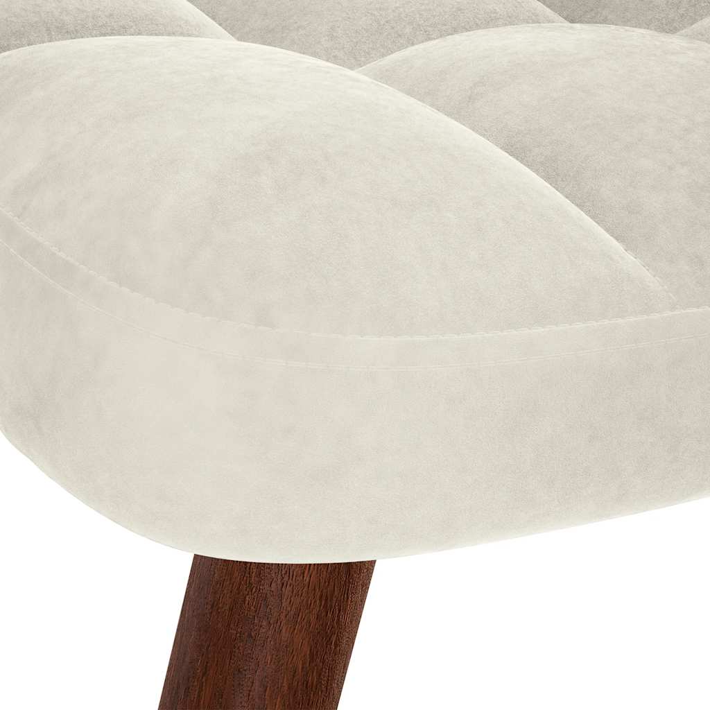 Relaxstoel met kruk crèmekleurig fluweel is nu te koop bij PeponiXL, paradijselijk wonen!