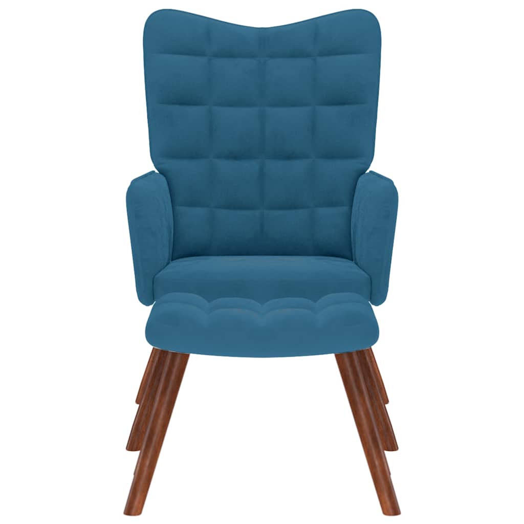 Relaxstoel met voetenbank fluweel blauw is nu te koop bij PeponiXL, paradijselijk wonen!