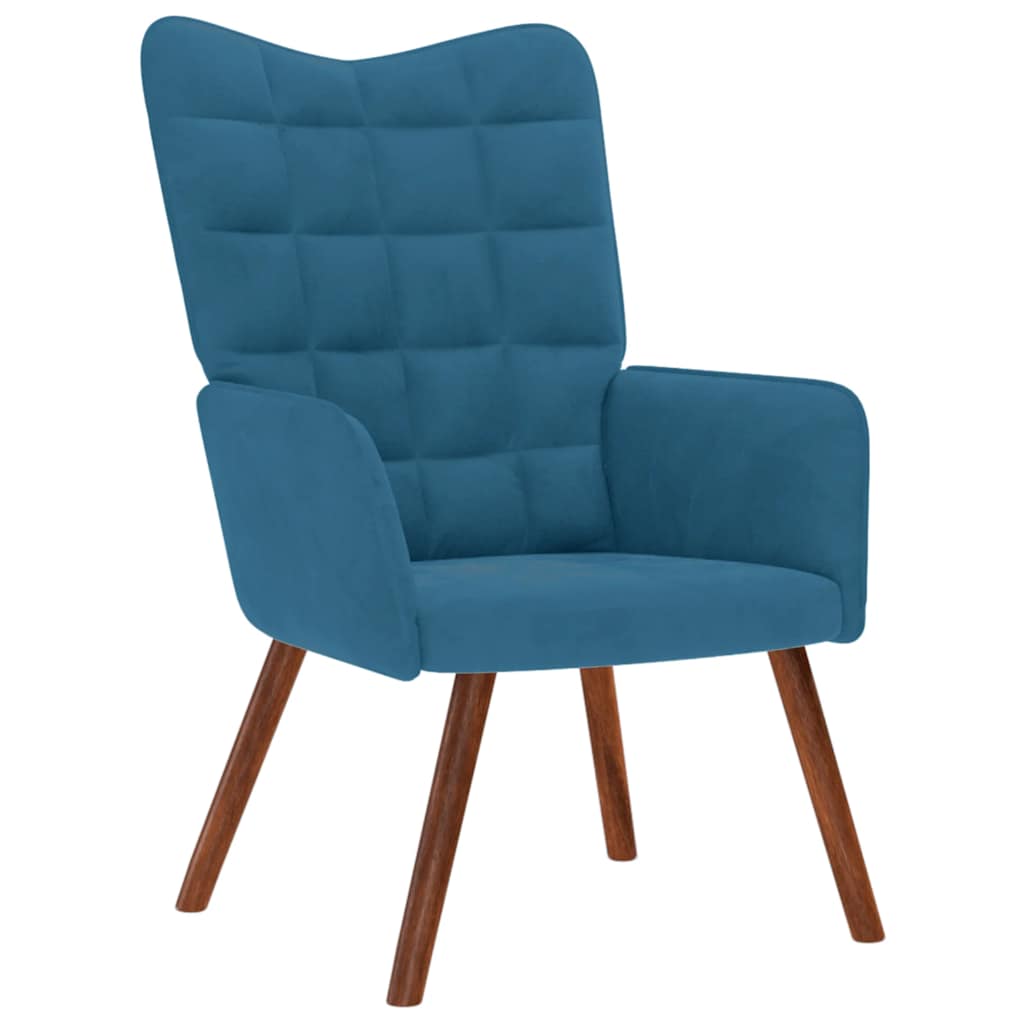 Relaxstoel met voetenbank fluweel blauw is nu te koop bij PeponiXL, paradijselijk wonen!
