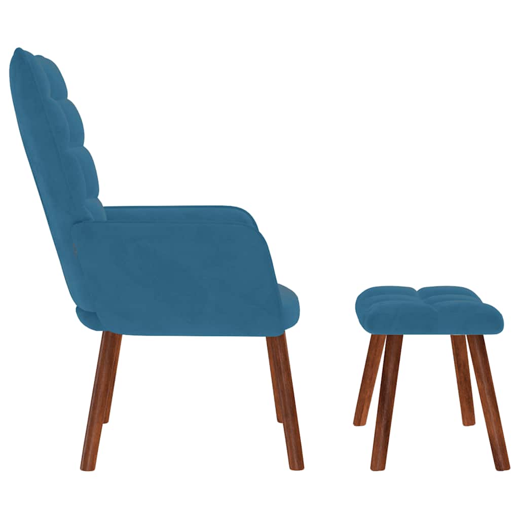 Relaxstoel met voetenbank fluweel blauw is nu te koop bij PeponiXL, paradijselijk wonen!