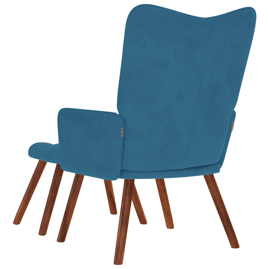 Relaxstoel met voetenbank fluweel blauw is nu te koop bij PeponiXL, paradijselijk wonen!