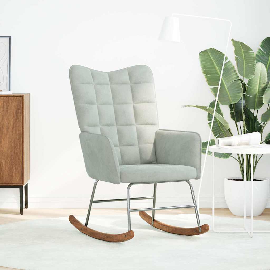 Schommelstoel fluweel lichtgrijs is nu te koop bij PeponiXL, paradijselijk wonen!