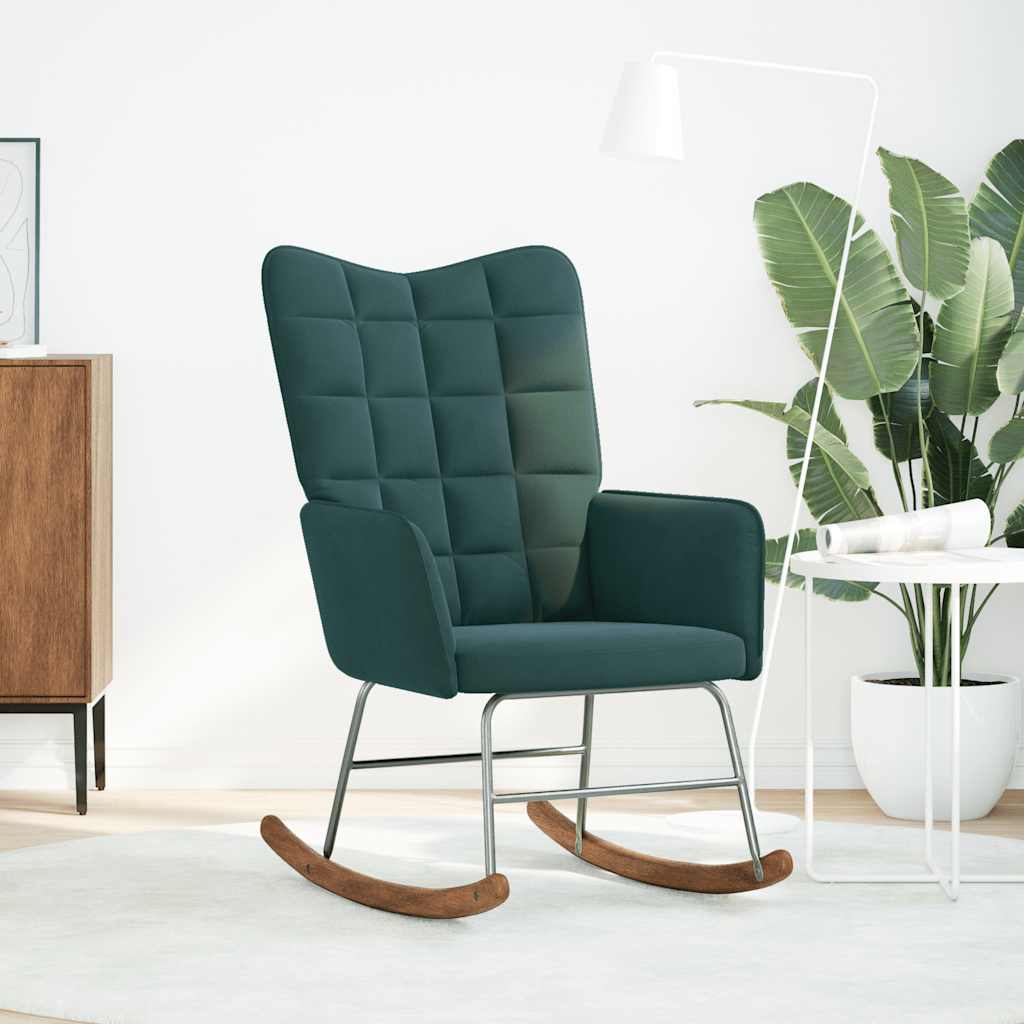 Schommelstoel fluweel donkergroen is nu te koop bij PeponiXL, paradijselijk wonen!